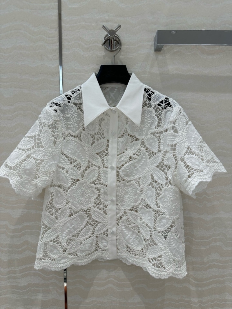 Valentino Resort Embroidered Lace Short Sleeve Shirt