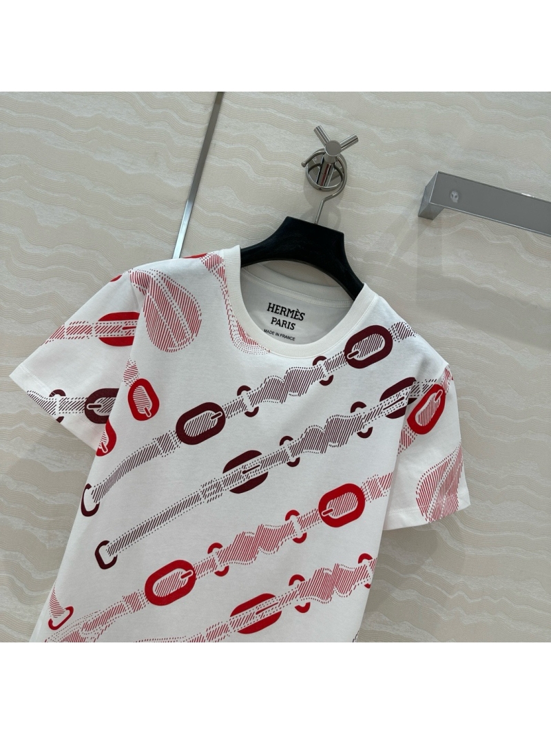 Hermes Coaching Remix series print Classic Pure Cotton T-Shirt