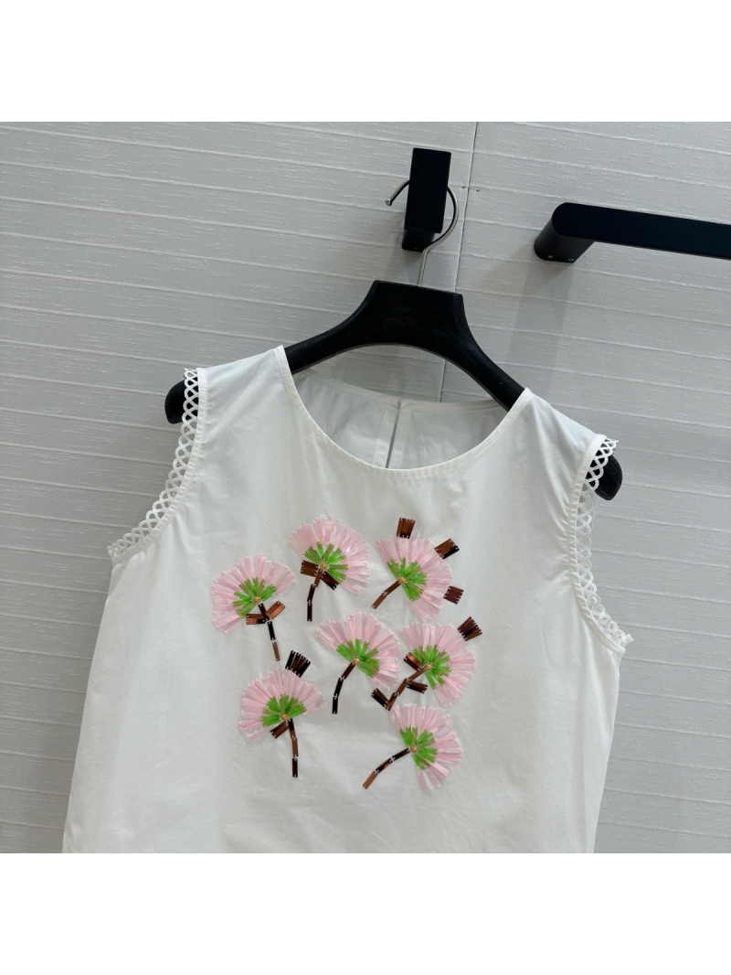 Miu Miu '25 Early Spring Floral Embroidered Sleeveless Top