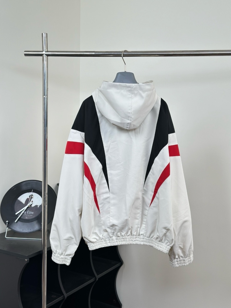 Balenciaga Embroidered Logo Color Block Retro Hooded Windbreaker