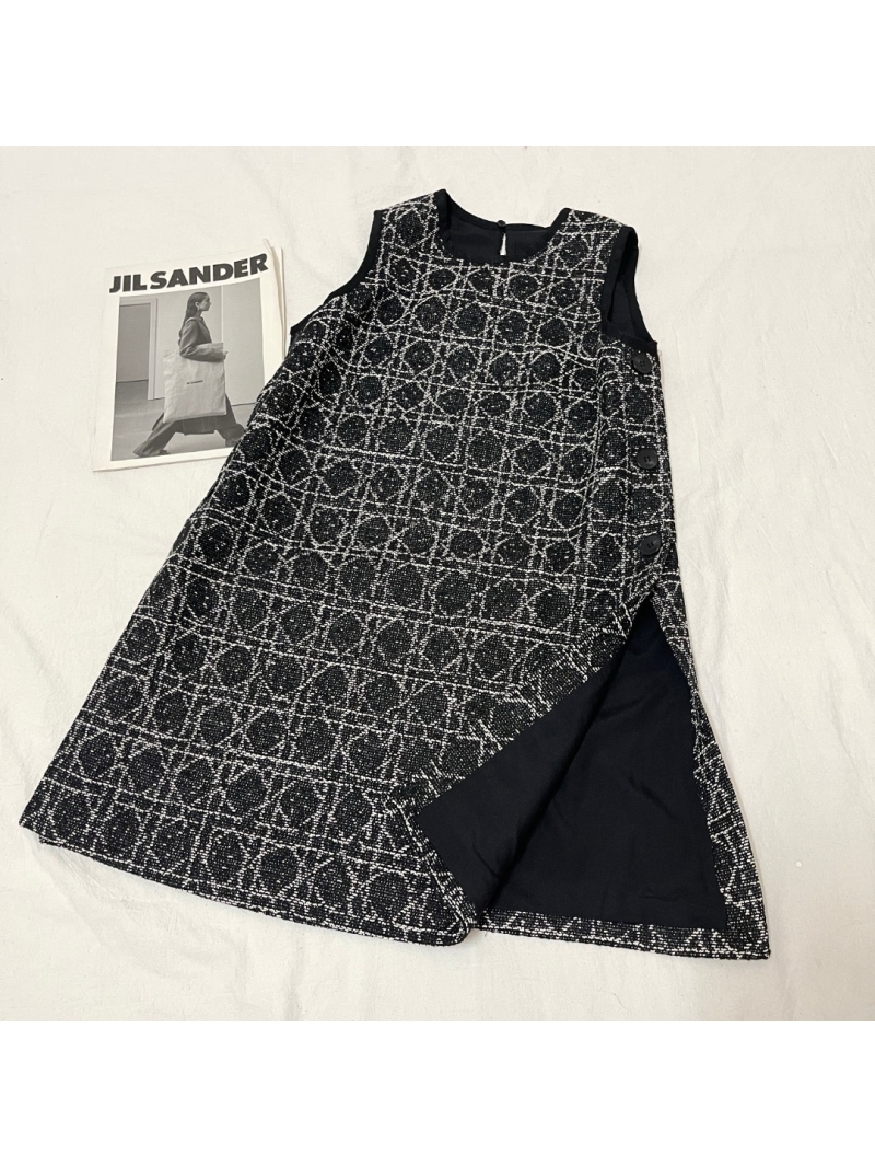 Dior 24 Spring/Summer Classic Cannage Houndstooth Vest Dress
