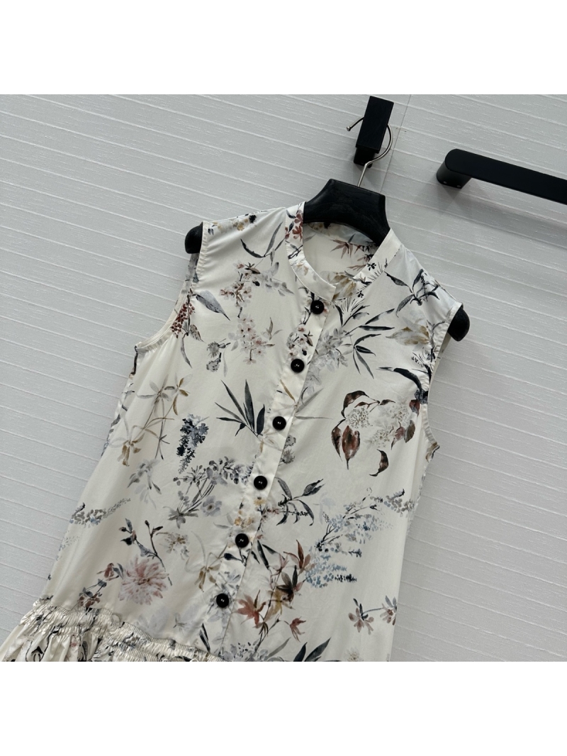 Dior 25SS Watercolor Millefiori Print Sleeveless Dress