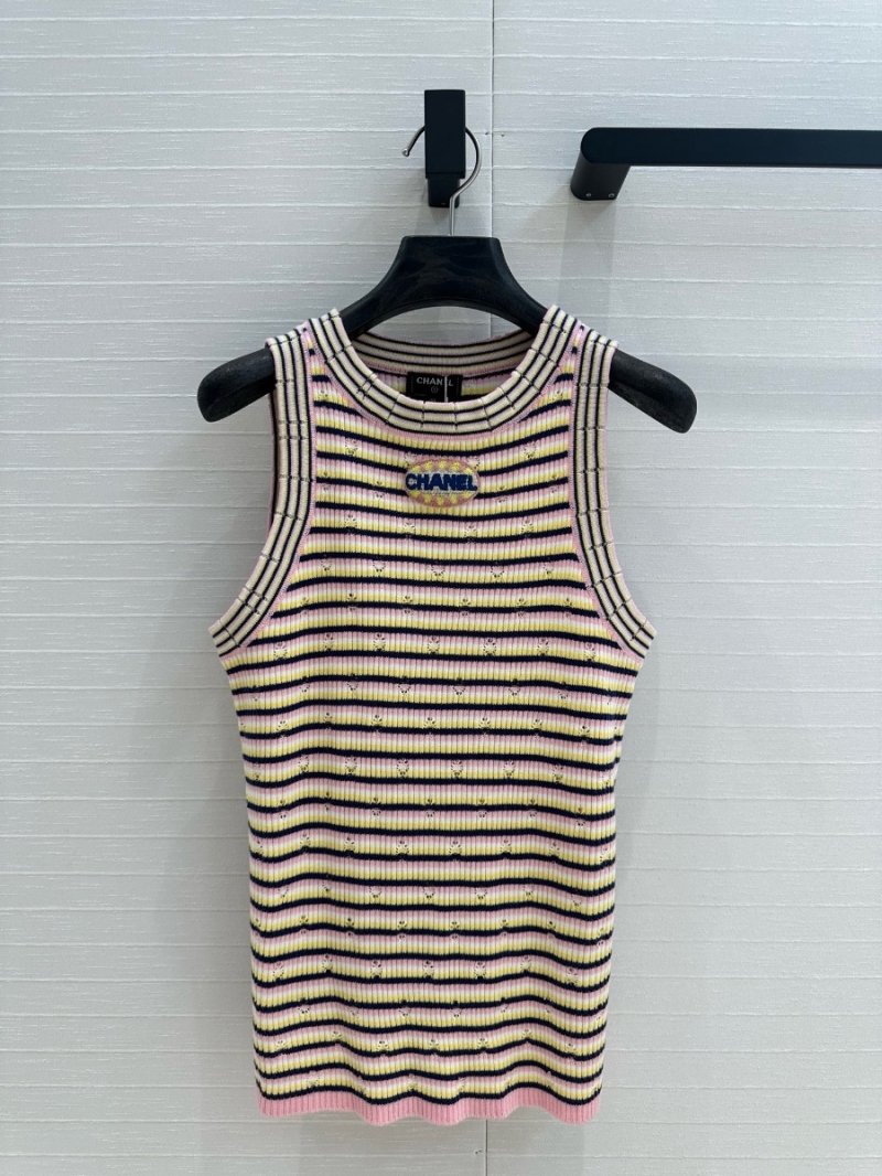 Chanel Striped Heart Cutout Knit Vest