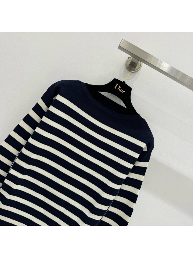 Dior 2025 New Striped Knit Top – Two Tones Navy