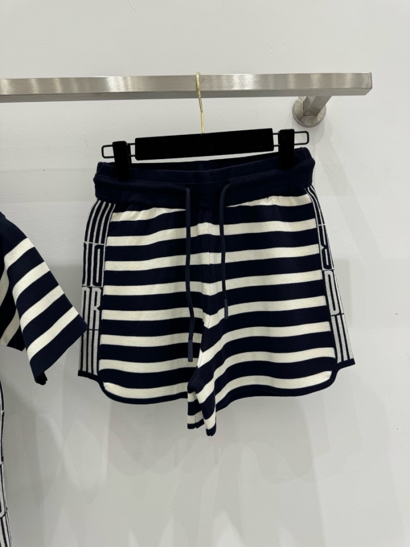 Dior 2025 New Striped Knit Top and Shorts Set – Two Tones Navy