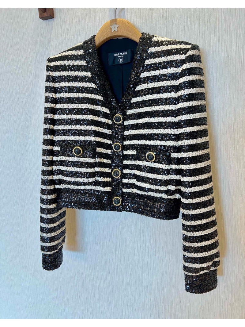 Balmain Sequined Striped Cropped Jacket Limited Edition