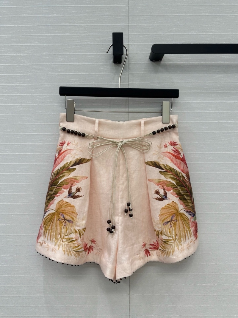 Zimmermann Exclusive Limited-Edition 25SS Pink Paisley Linen Embroidered Shorts