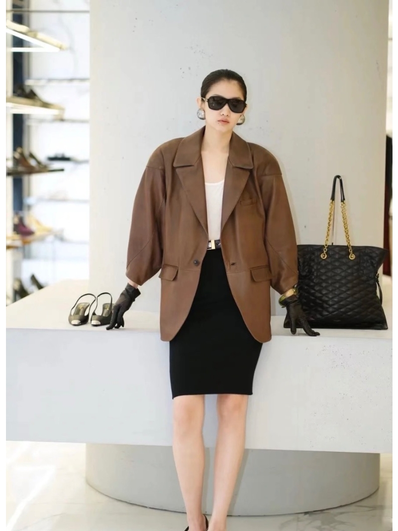 YSL Saint Laurent Vintage Brown Leather Jacket Limited Edition