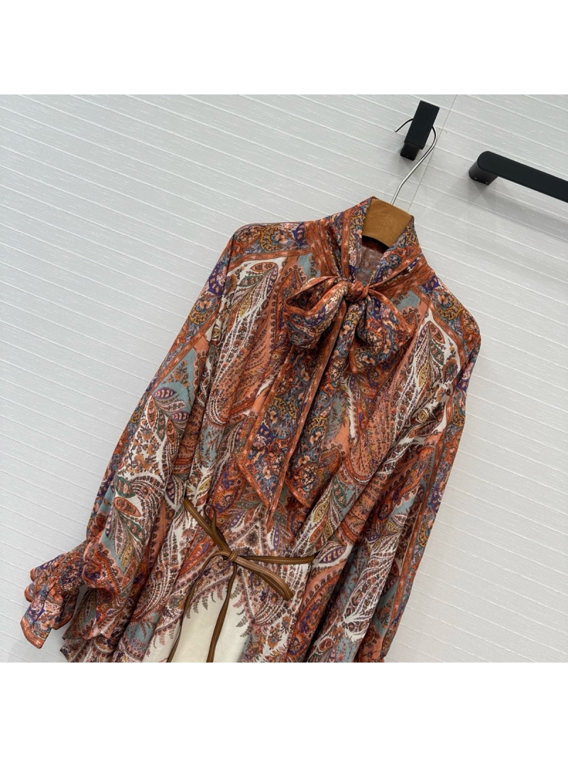 Zimmermann Exclusive Limited-Edition Cream Paisley Tie-Neck Cape Maxi Dress