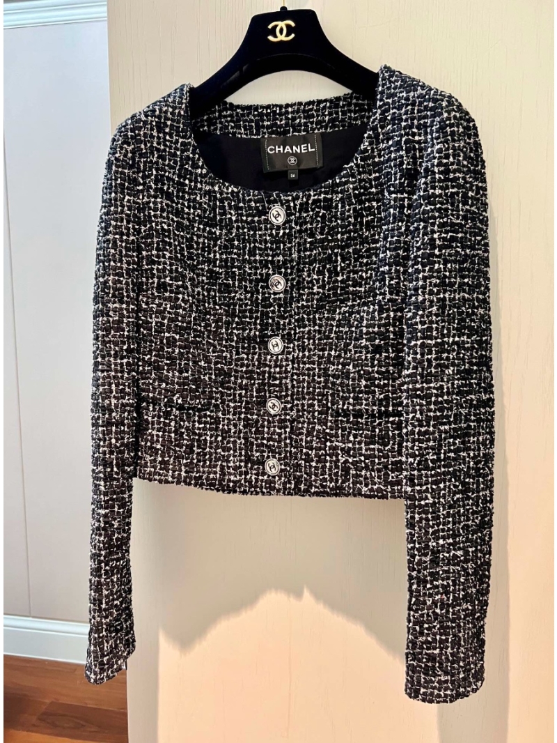 Chanel Cropped Tweed U-Neck Jacket Limited Edition