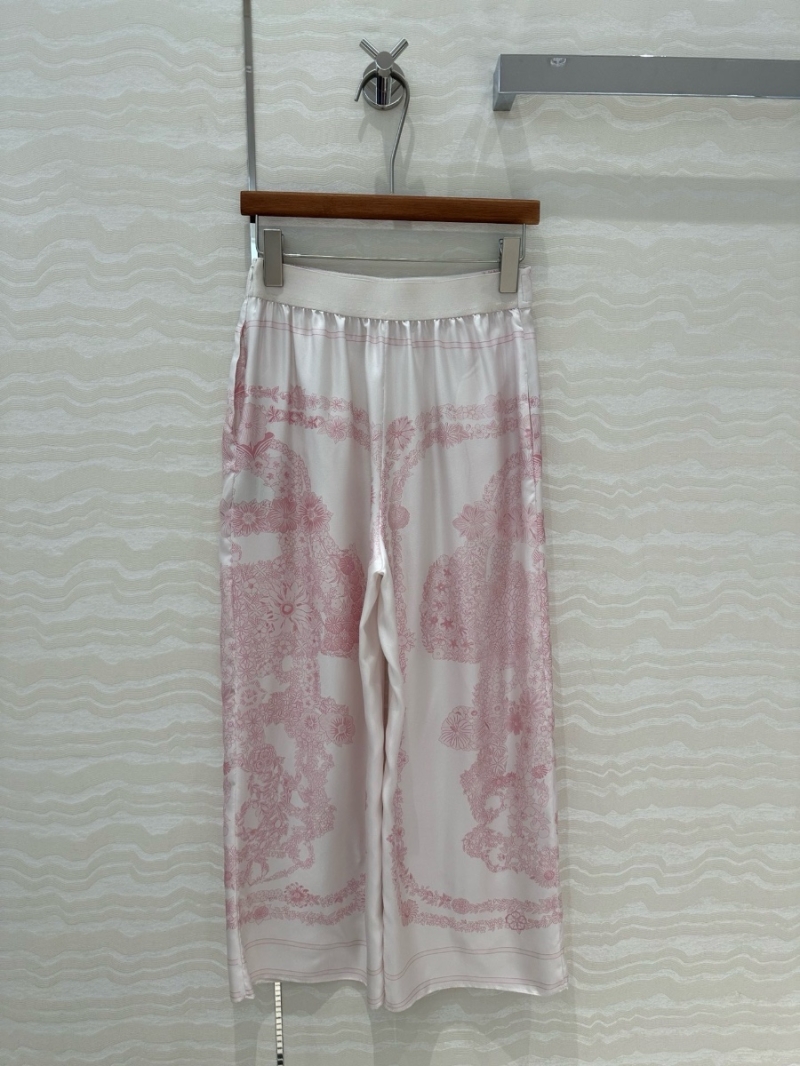 Hermes 2025 Early Spring Brides de Gala en Fleurs Silk Wide-Leg Pants