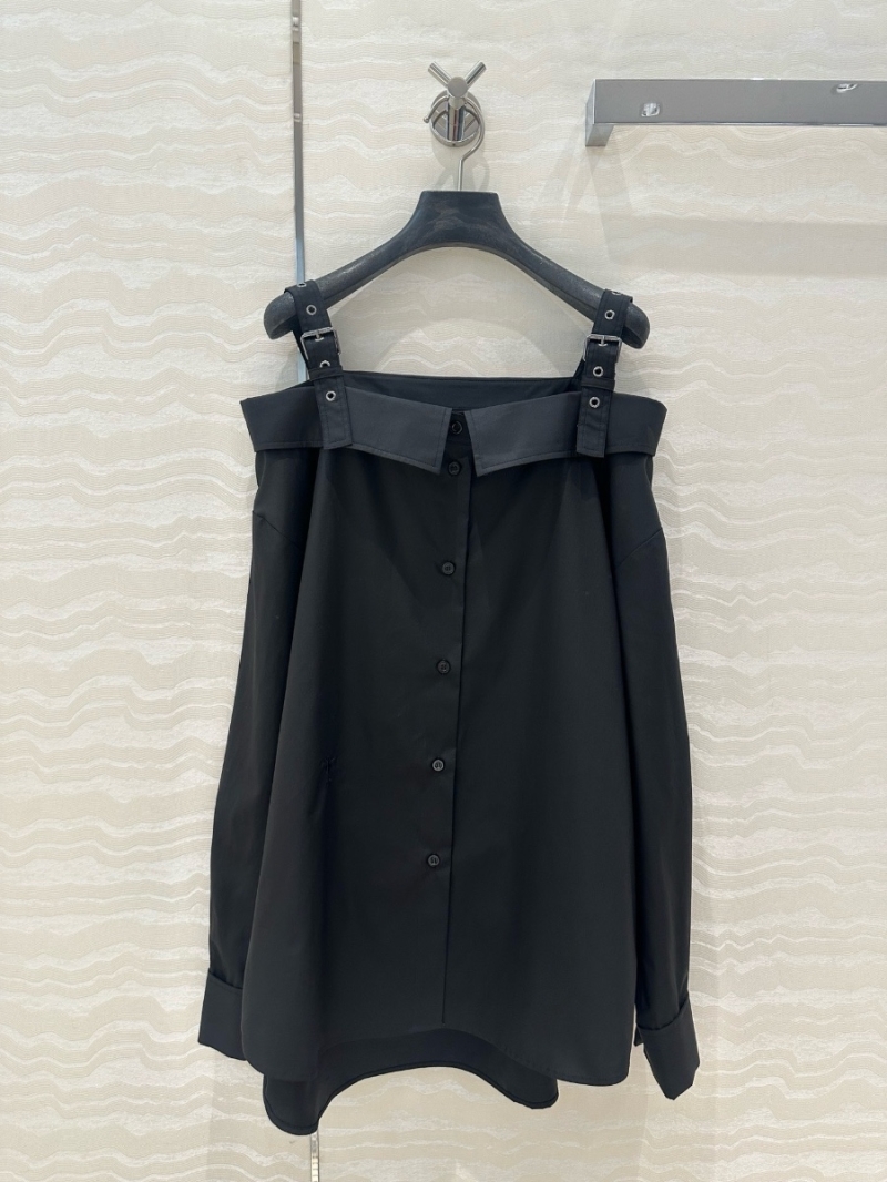 Dior Miss Dior Off-Shoulder Strap Design Cotton Shirt – Jisoo’s Elegant Look Black