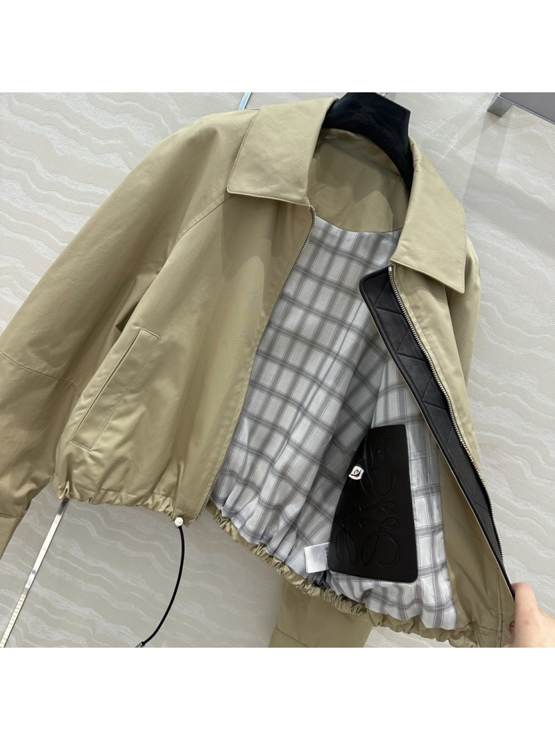 Loewe Balloon Jacket with Leather Trim Beige