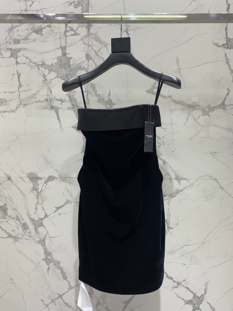 Saint Laurent Sagrada 2024 Elegant Velvet and Acetate Evening Dress