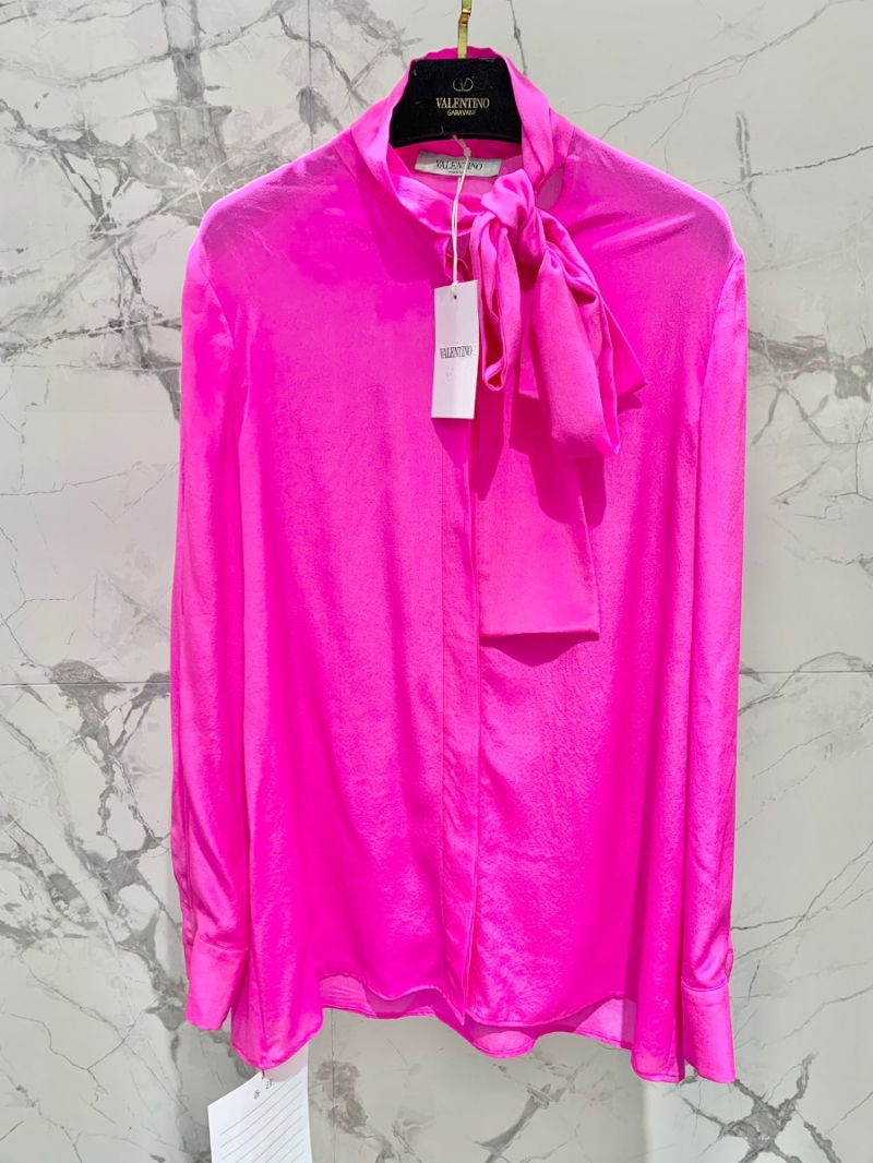 Valentino 2024 New Imported Silk Blouse: Neon Pink Luxury