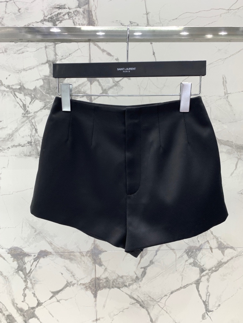 Saint Laurent Spring Collection Elegant Acetate Satin Shorts in Black