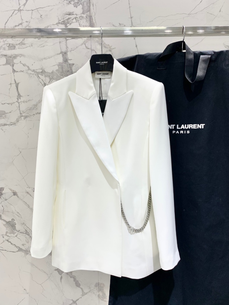 Saint Laurent YSL 2024 Wool Chain Blazer White