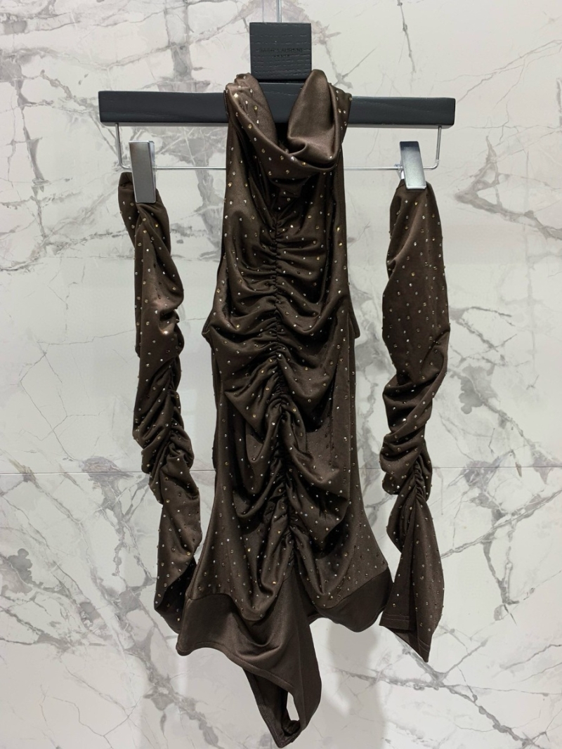 SAINT LAURENT YSL Custom Couture ROSE Series Elastic Base Layer Set with Sleeves in Brown