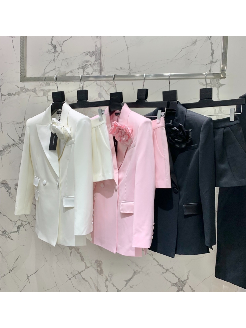 Dolce & Gabbana D&G Floral Beaded Blazer White