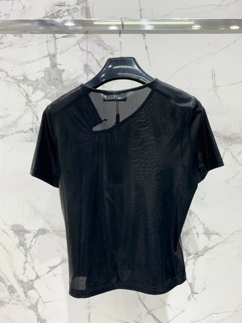 SAINT LAURENT 2024 Summer Metallic Gold Pleated Top Black