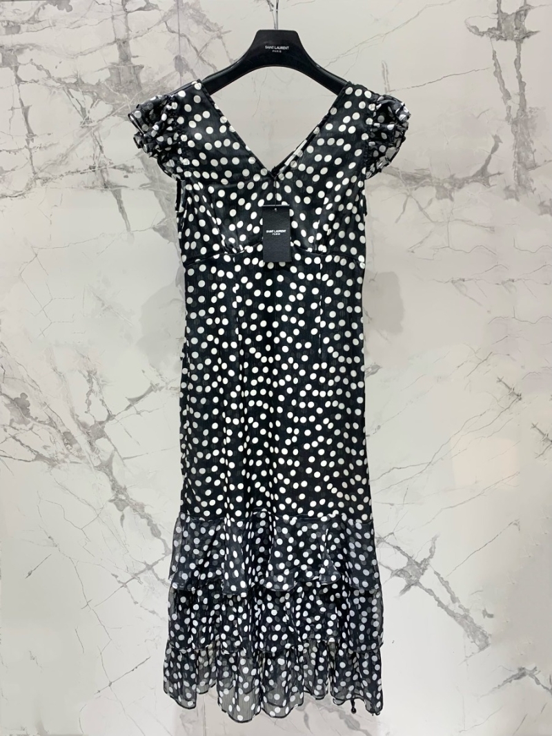 Saint Laurent YSL Polka Dot Resort Dress – 2025 Collection