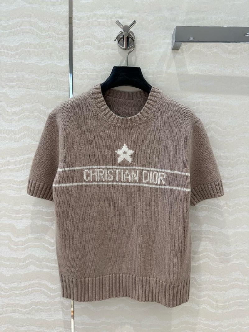 Dior Miss Dior 2025 Early Spring Limited Edition Star Cashmere Short-Sleeve Sweater Taupe
