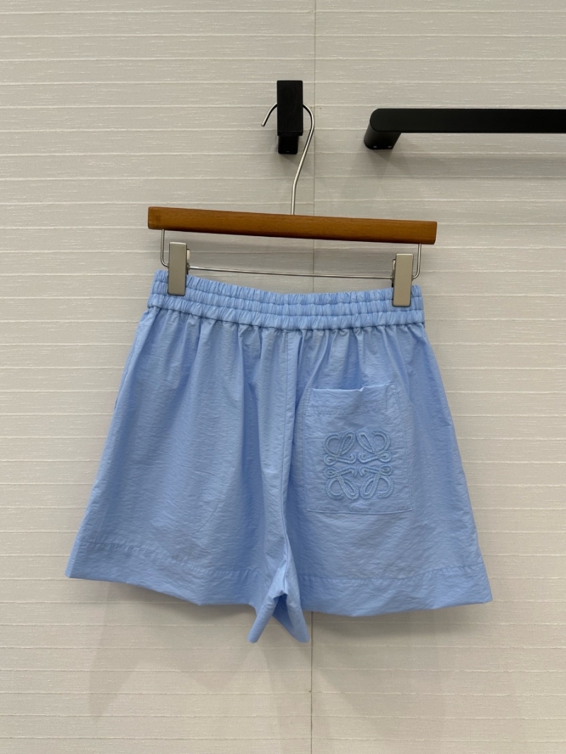 Loewe Paula’s Ibiza Lightweight Textured Cotton Embroidered Shorts blue