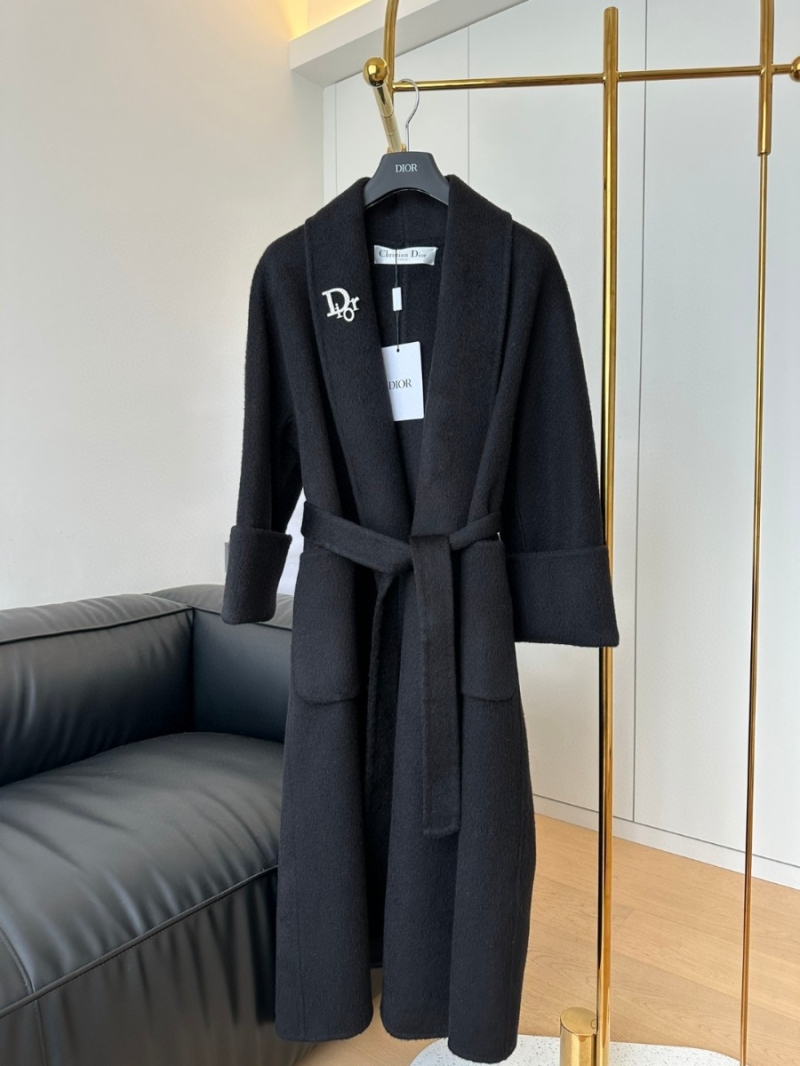 Dior 2023 Double-Pocket Belted Wool Robe Coat