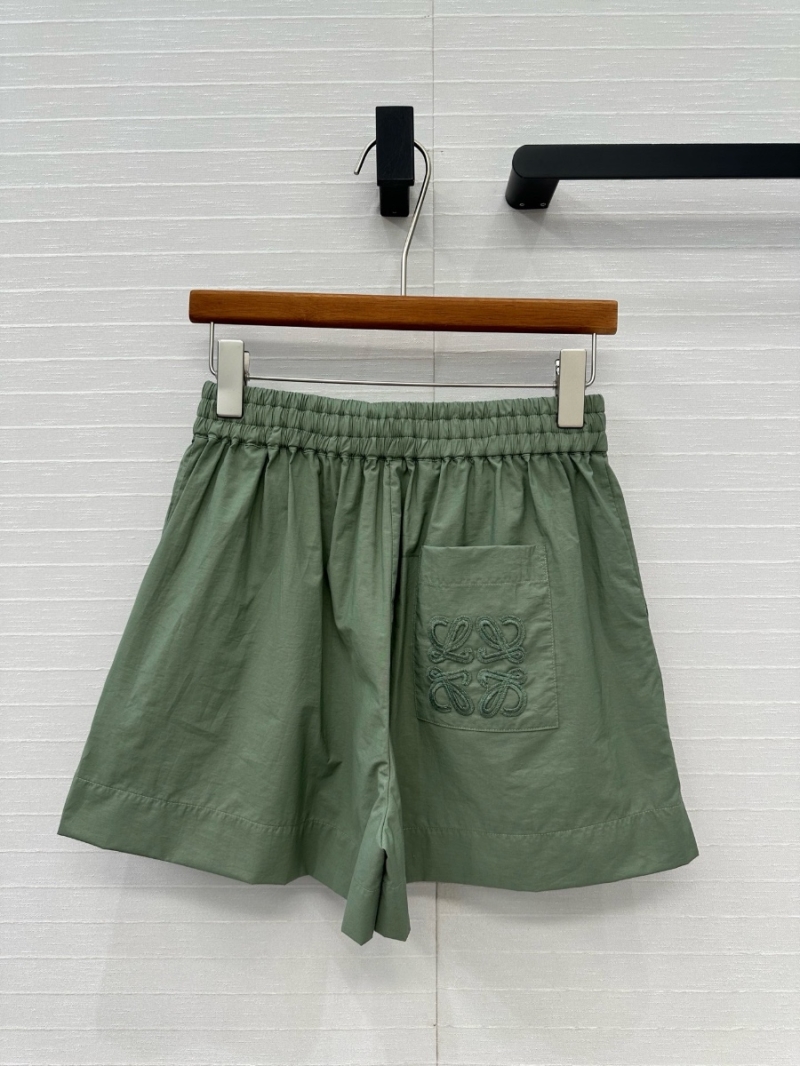 Loewe Paula’s Ibiza Lightweight Textured Cotton Embroidered Shorts green