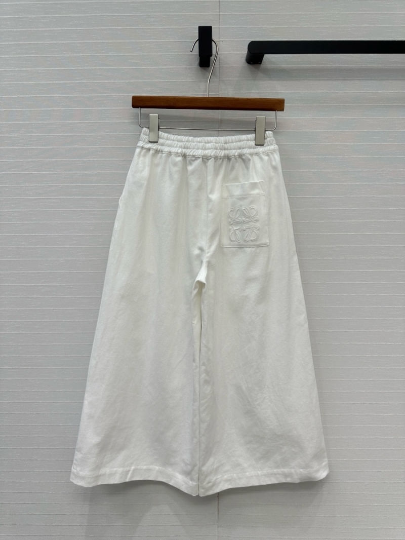 Loewe Paula’s Ibiza Denim Wide-Leg Cropped Pants white