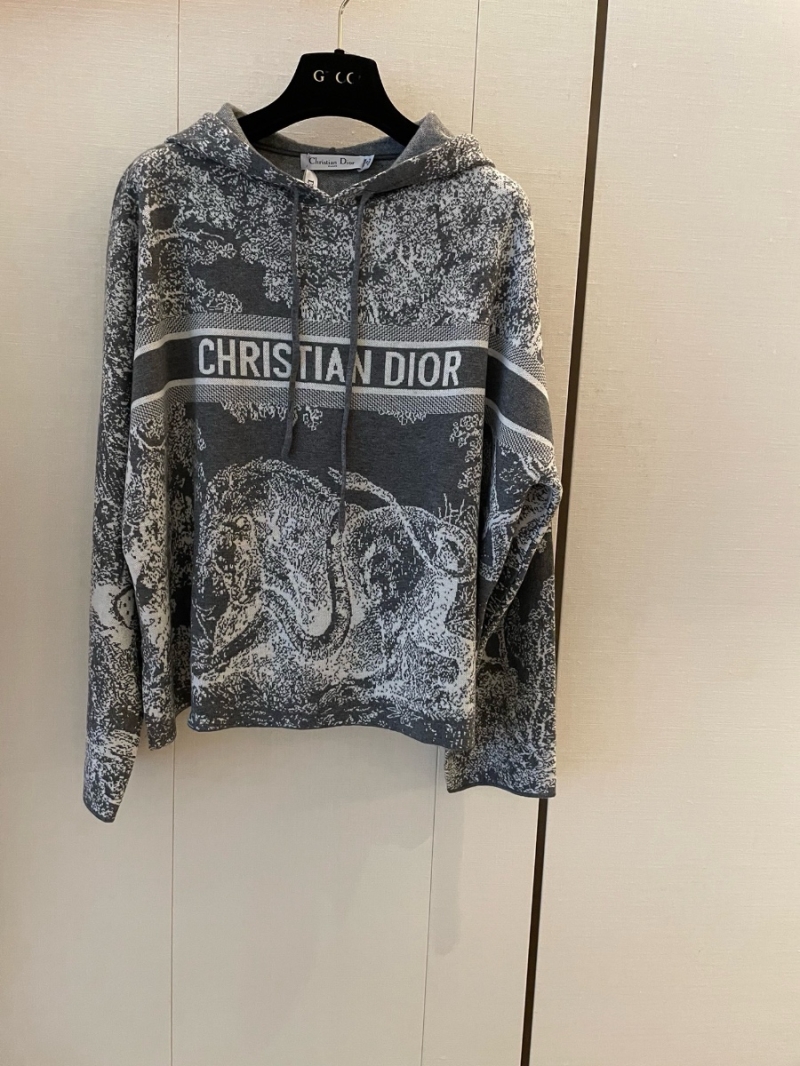 Dior Jungle Collection Cashmere Knit Set Hoodie and Shorts Grey