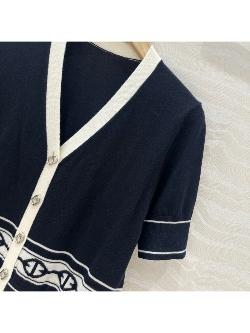 Hermes H-Motif V-Neck Wool Short-Sleeve Cardigan Black – 2025 Spring/Summer Collection