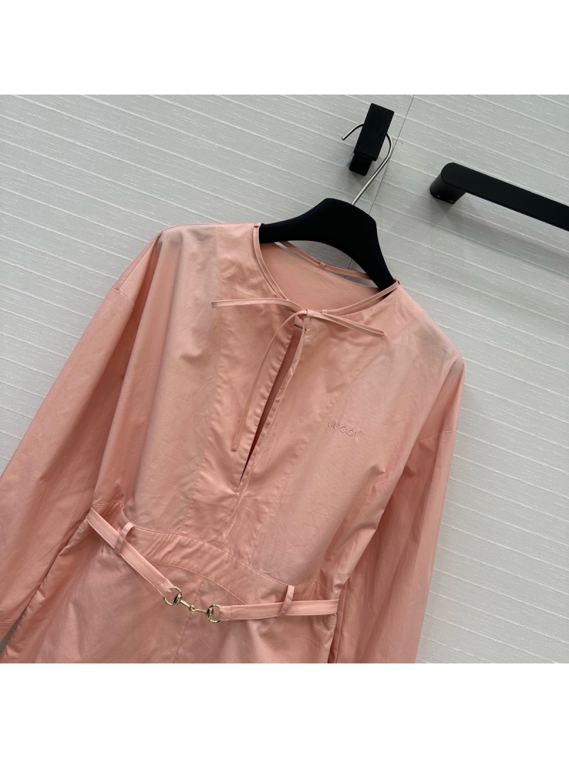 Gucci 2025 Spring New Arrival Peach Pink Shirt Romper