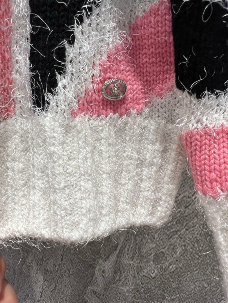 Chanel Cashmere Camellia Cow Print Color Block Sweater