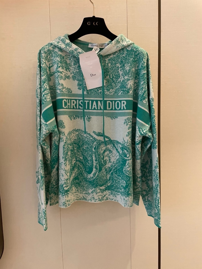 Dior Jungle Collection Cashmere Knit Set Hoodie and Shorts Green