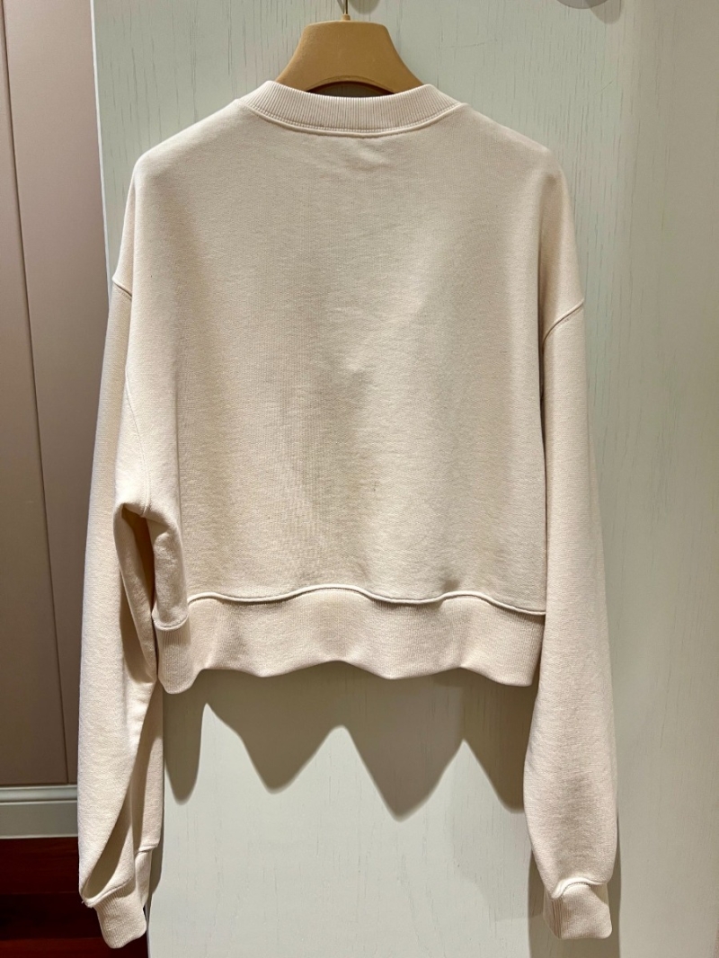 Miu Miu 24 Early Spring Collection Embellished Logo Letter Sequin Pullover Sweatshirt in Green
