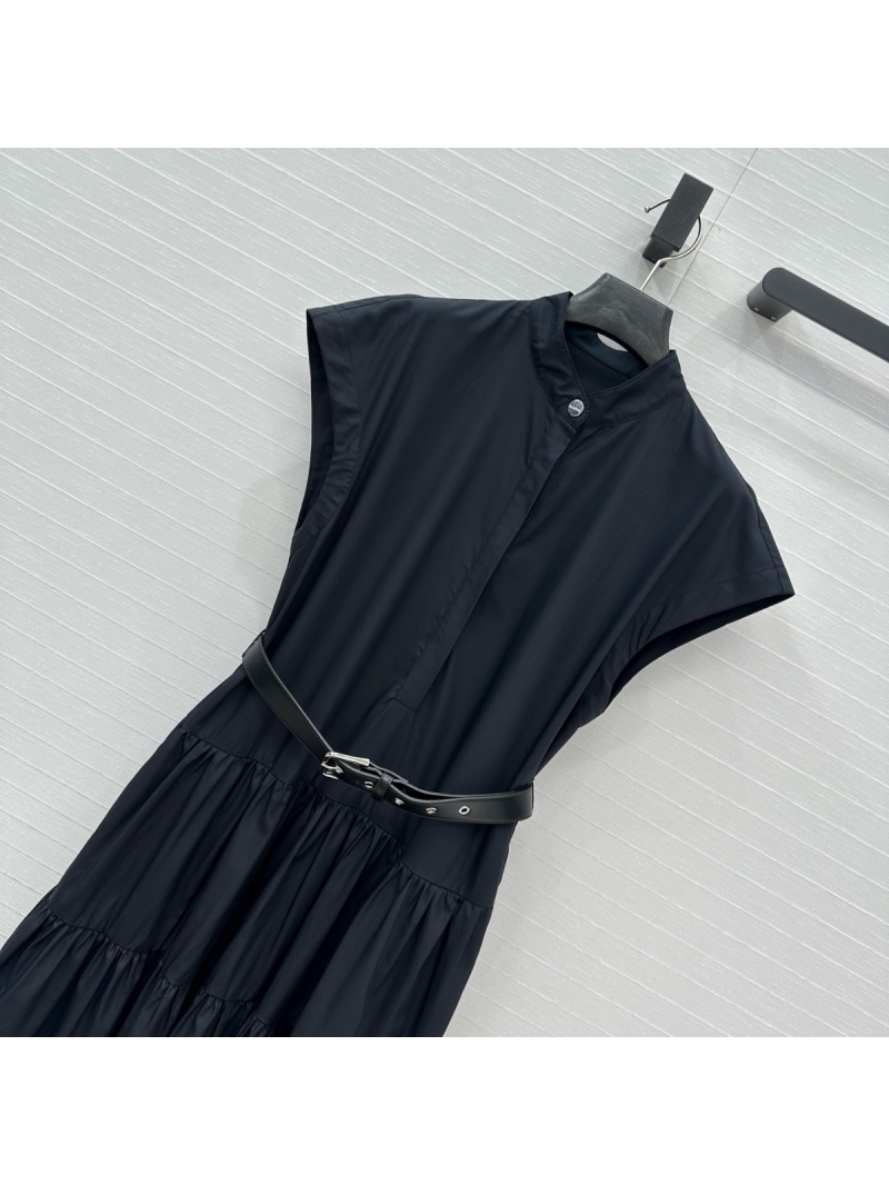 Max Mara 25SS French Romantic Sleeveless Tiered Dress Black