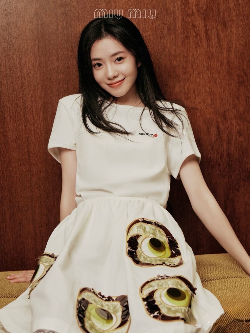 Miu Miu New 2025 Sailboat Embroidered Cotton T-Shirt