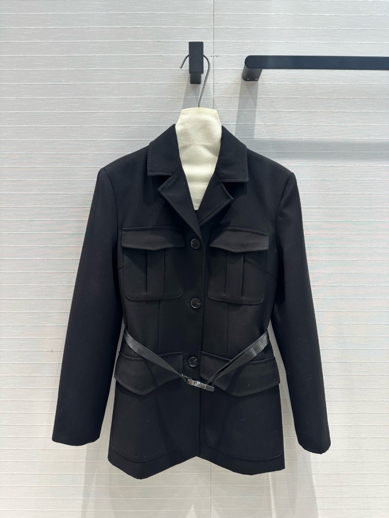 Dior Black Single-Breasted Blazer with Belted Detail