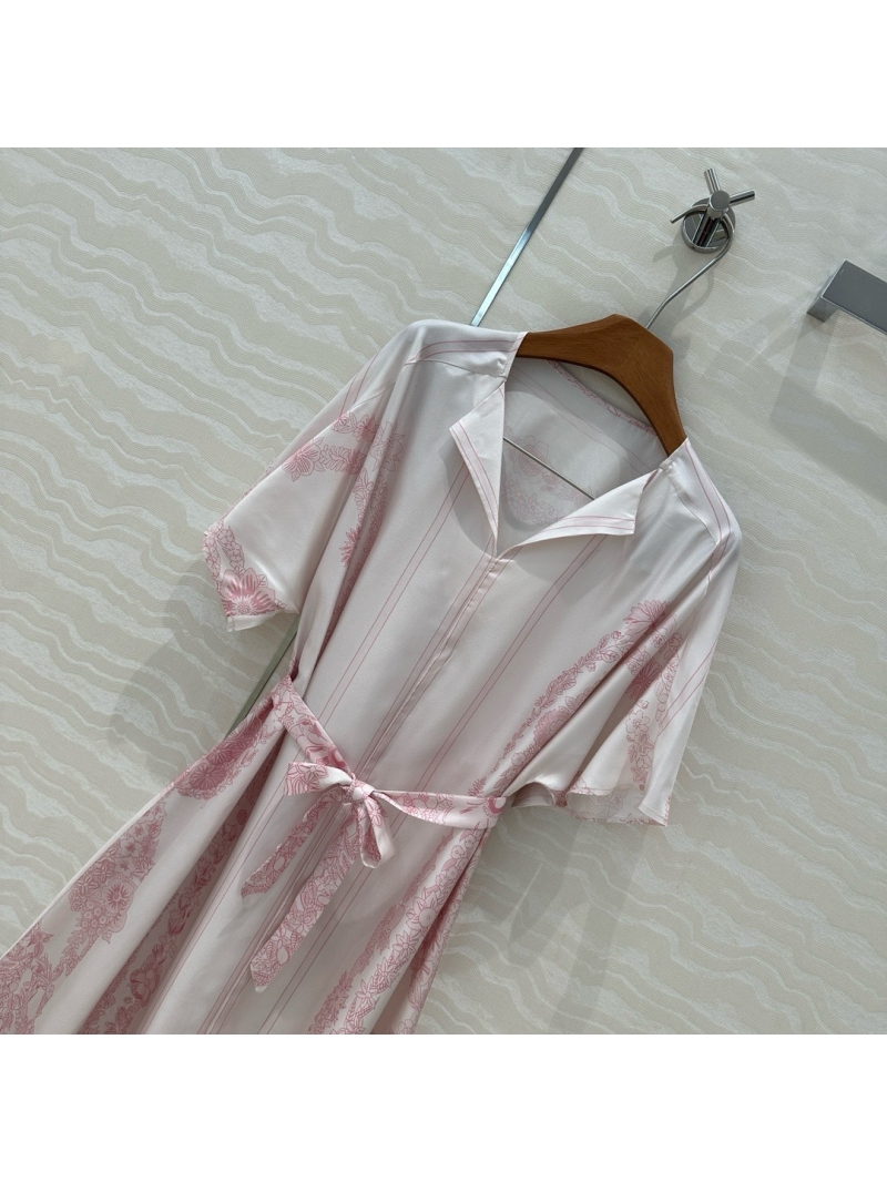 Hermes 2025 Early Spring Brides de Gala en Fleurs Silk Kaftan Dress Pink