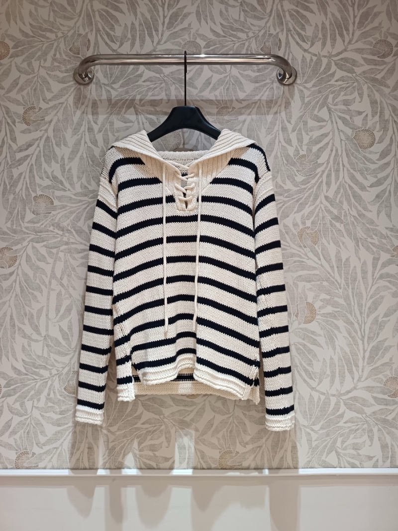 Dior Sailor Collar Striped Knit Sweater