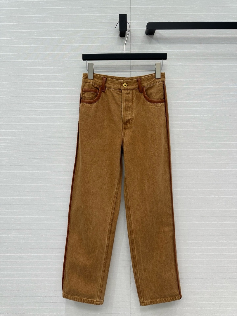 Miu Miu 25SS Retro Suede-Trim Straight-Leg Denim Jeans