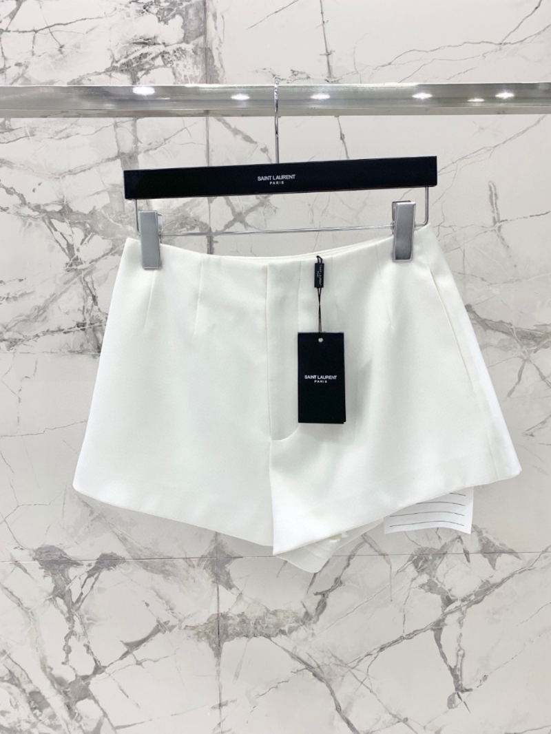 Saint Laurent Spring Collection Elegant Acetate Satin Shorts in white