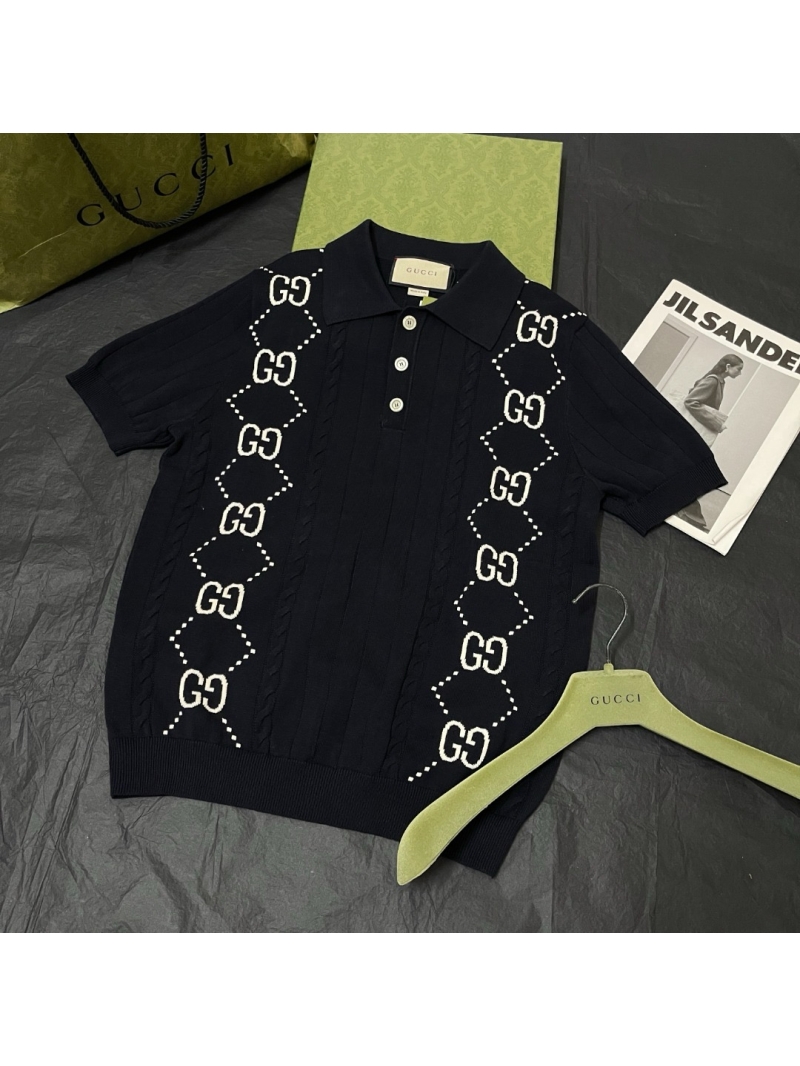 GUCCI Men Knit GG Polo Shirt Black – Lido Collection