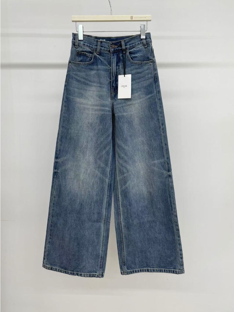 Celine 24FW Imported Washed Denim High Waisted Straight-Leg Jeans