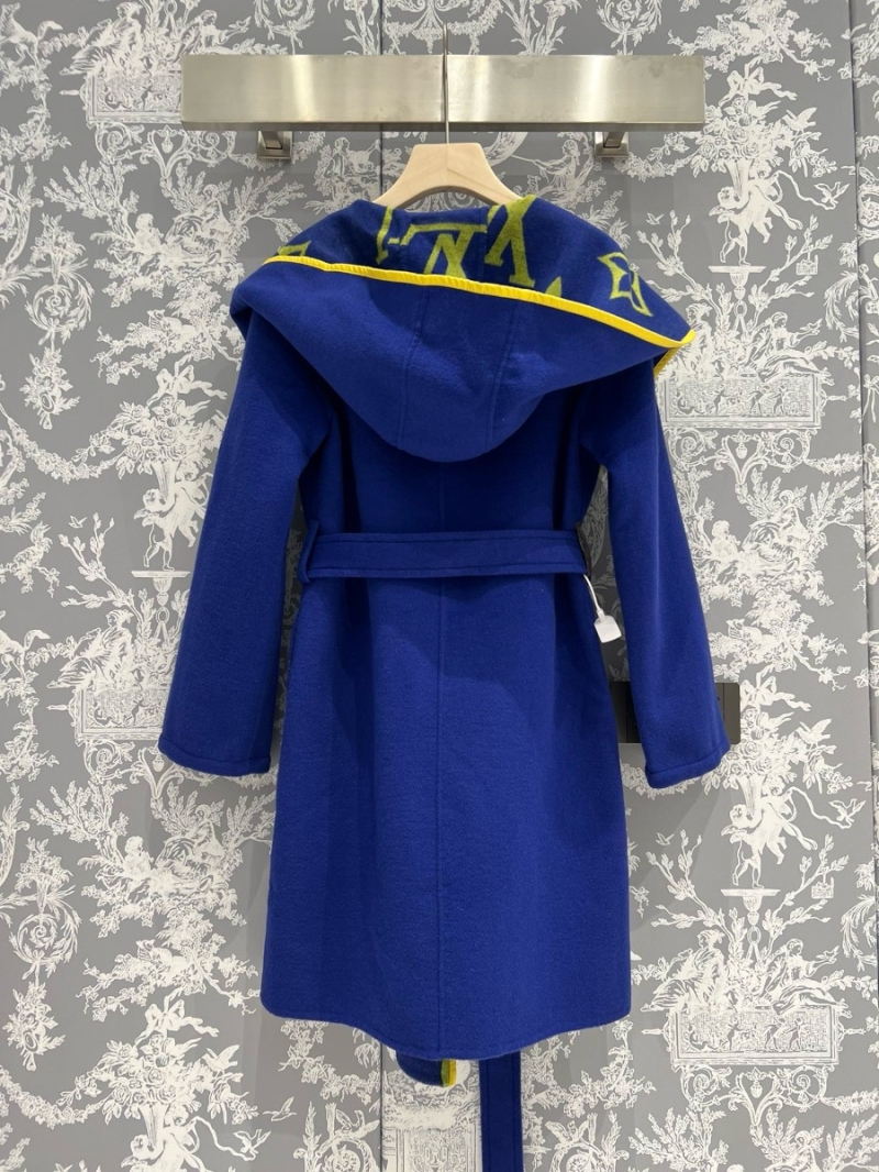 Louis Vuitton LV Classic Monogram Wool Hooded Coat BleuYellow 