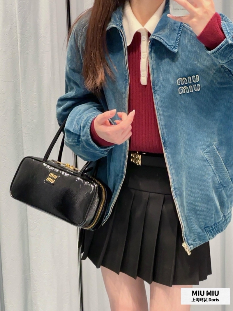 Miu Miu Belted Metal-Buckle Pleated Mini Wool Skirt