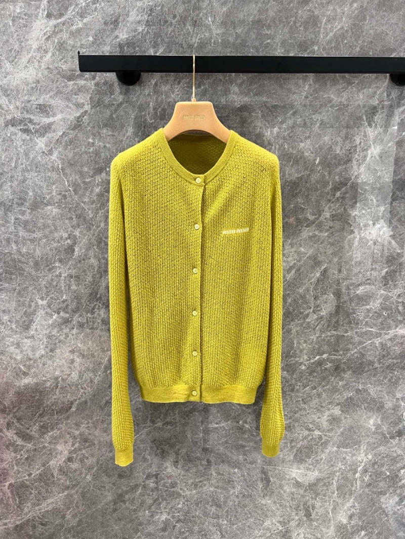 Miu Miu Spring/Summer Delicate Waffle-Knit Cardigan kiwi