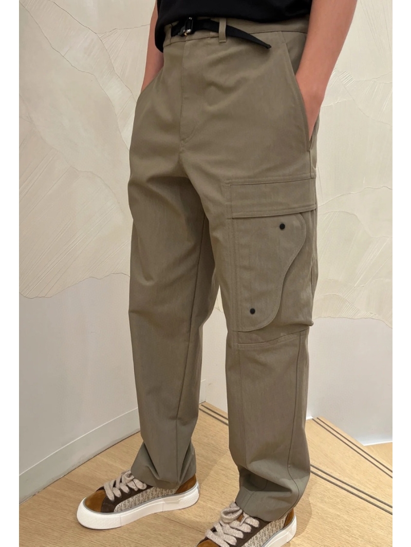 Dior New Metal-Buckle Nylon Strap Trousers Khaki