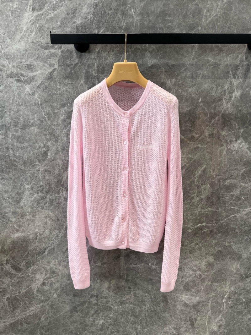 Miu Miu Spring/Summer Delicate Waffle-Knit Cardigan Pink